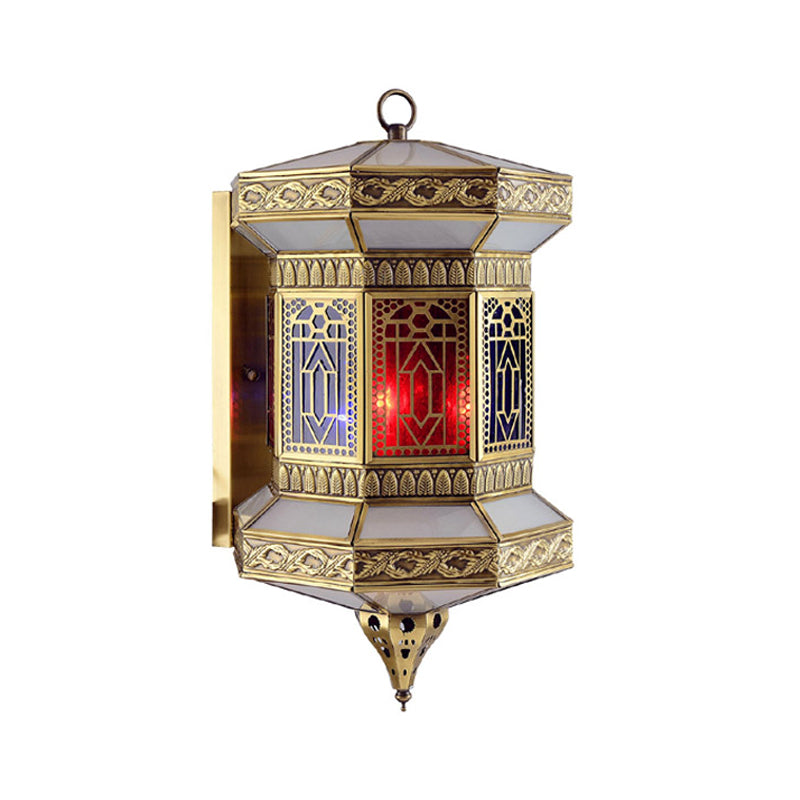 Brass Wall Sconce Arab Lantern With Frosted Glass Shade