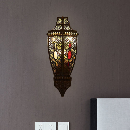 Arab Style Hollow Out Metallic Wall Sconce Lamp - Black (2-Bulb Flush Mount)