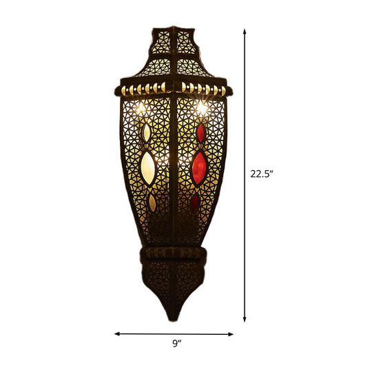 Arab Style Hollow Out Metallic Wall Sconce Lamp - Black (2-Bulb Flush Mount)