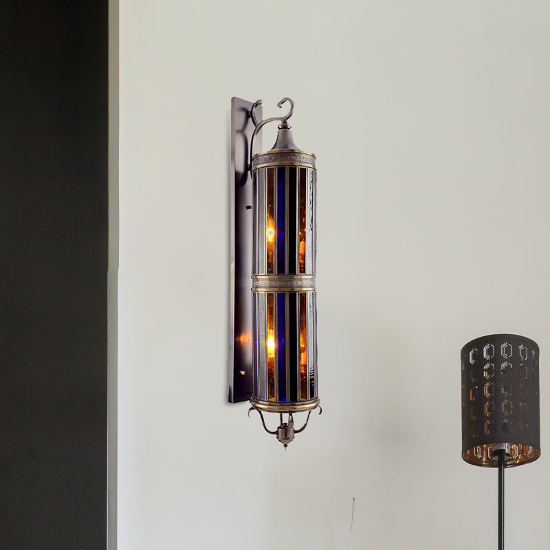 Vintage Metal Wall Sconce Lamp - Cylinder Bedroom Lighting With 6-Head Brass/Bronze Finish Bronze