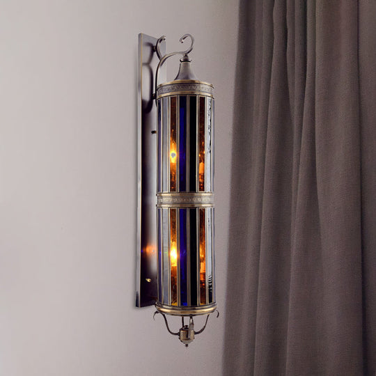 Vintage Metal Wall Sconce Lamp - Cylinder Bedroom Lighting With 6-Head Brass/Bronze Finish