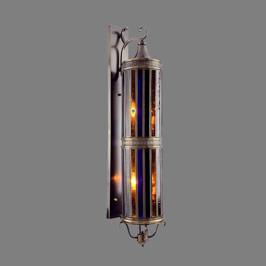 Vintage Metal Wall Sconce Lamp - Cylinder Bedroom Lighting With 6-Head Brass/Bronze Finish