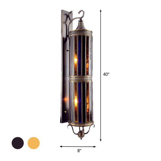 Vintage Metal Wall Sconce Lamp - Cylinder Bedroom Lighting With 6-Head Brass/Bronze Finish