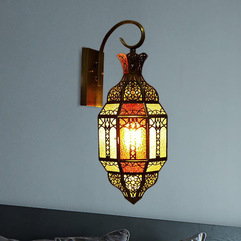 Arab Style 1-Light Brass Wall Mount Sconce With Metal Urn Shade - Living Room Lighting