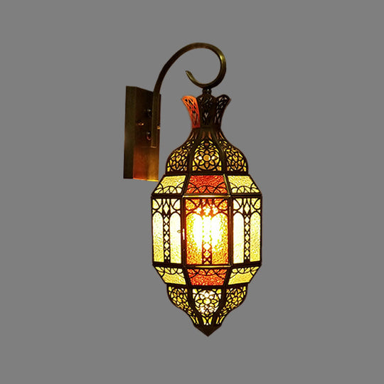 Arab Style 1-Light Brass Wall Mount Sconce With Metal Urn Shade - Living Room Lighting