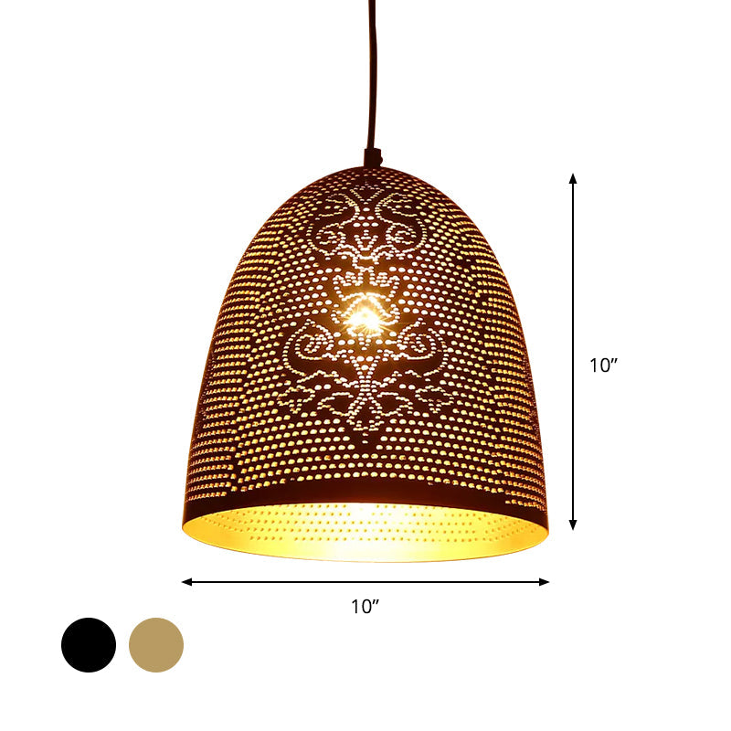 Arab Black/Brass Finish Half Egg Shape Hanging Ceiling Lamp