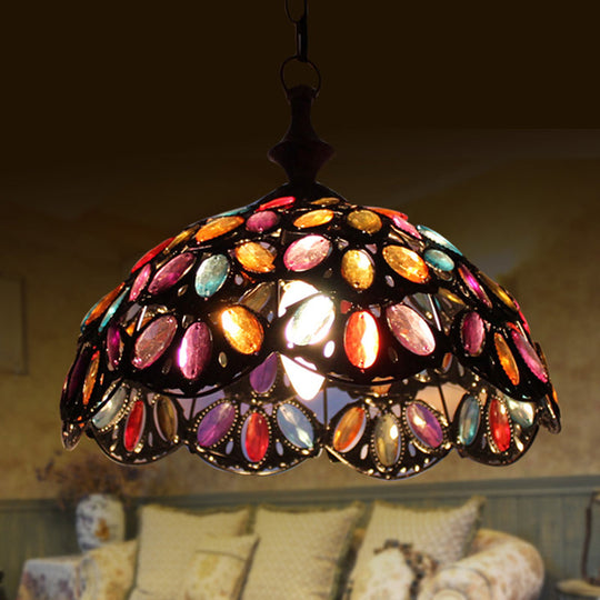 Bronze/Rust Scalloped Pendant Ceiling Lamp - Elegant Metal Decor For Living Room Lighting