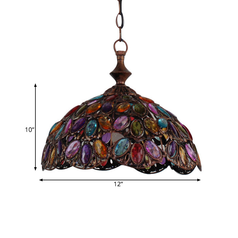 Bronze/Rust Scalloped Pendant Ceiling Lamp - Elegant Metal Decor For Living Room Lighting