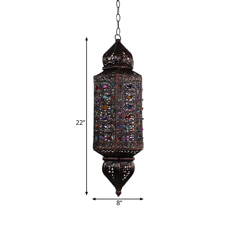 Traditional Rust Cylinder Pendant Light With Single Metal Head Suspension For Living Rooms