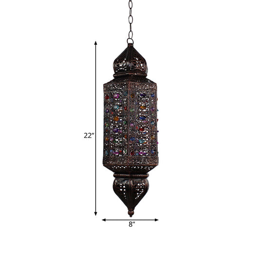 Traditional Rust Cylinder Pendant Light With Single Metal Head Suspension For Living Rooms