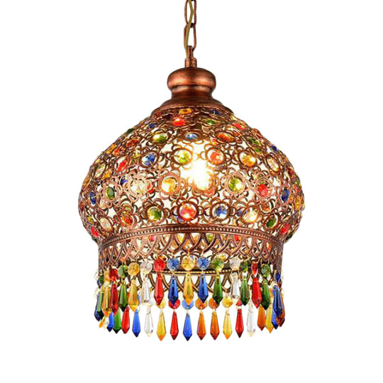 Brass 3-Head Metal Dome Chandelier Pendant For Corridors