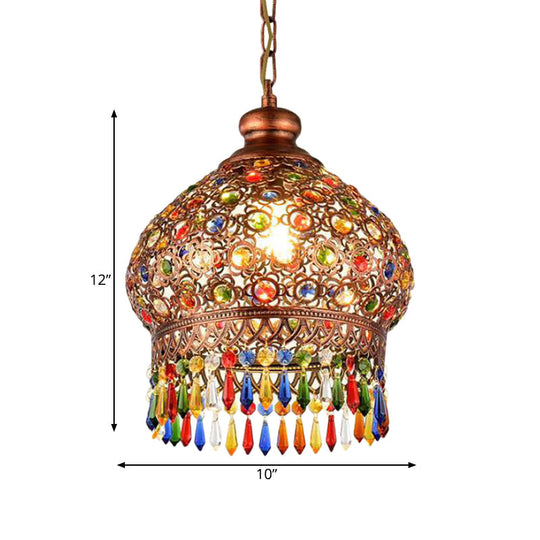 Brass 3-Head Metal Dome Chandelier Pendant For Corridors