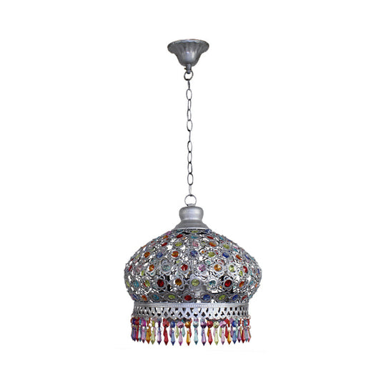 Metal Dome Chandelier Light Fixture - 14/18 Width Decorative 3-Light Hanging Lamp For Living Room In