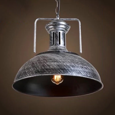 Industrial Stylish Domed Pendant Light in Aged Silver - 13"/16" Wide - Ideal for Dining Room