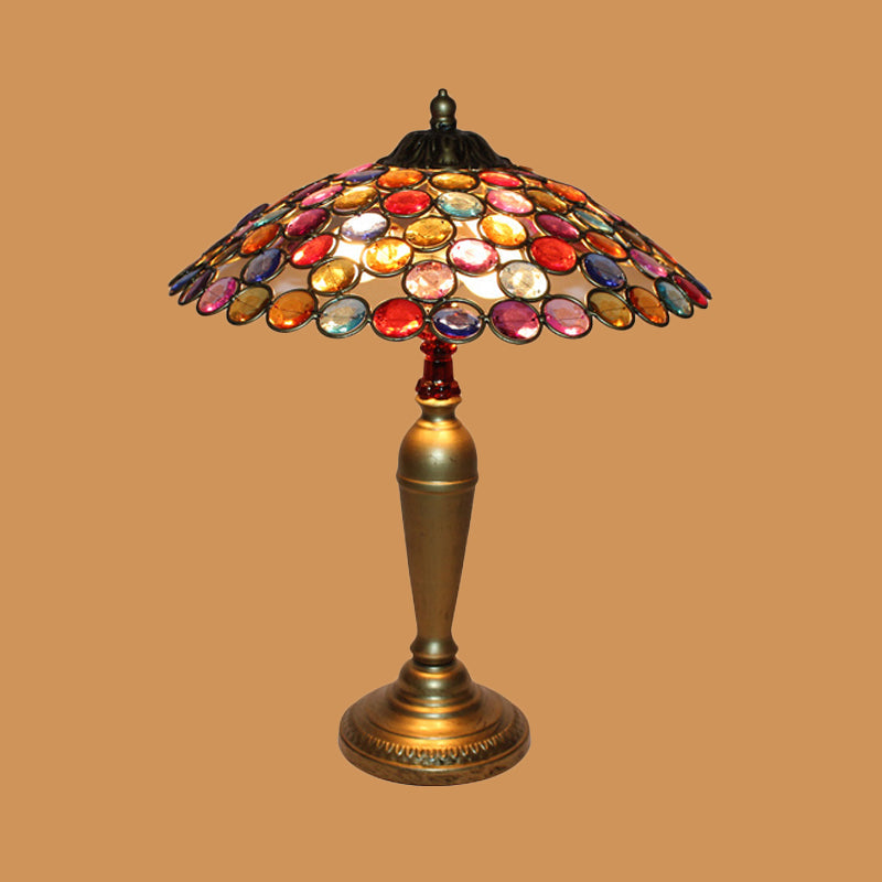 Traditional Conical Night Lamp With Metal Base - 12/16 Wide 1 Bulb Brass/Copper Finish Ideal For