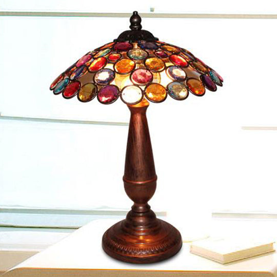 Traditional Conical Night Lamp With Metal Base - 12/16 Wide 1 Bulb Brass/Copper Finish Ideal For