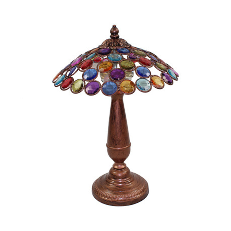 Traditional Conical Night Lamp With Metal Base - 12/16 Wide 1 Bulb Brass/Copper Finish Ideal For