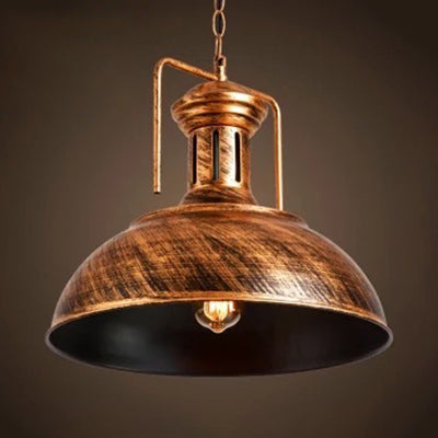 Industrial Stylish Domed Pendant Light in Aged Silver - 13"/16" Wide - Ideal for Dining Room