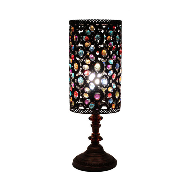 Metal Red/Purple Art Deco Table Lamp With Versatile Rectangle/Cylinder Design Perfect For Dining