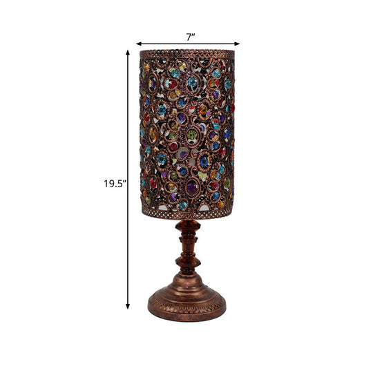 Metal Red/Purple Art Deco Table Lamp With Versatile Rectangle/Cylinder Design Perfect For Dining