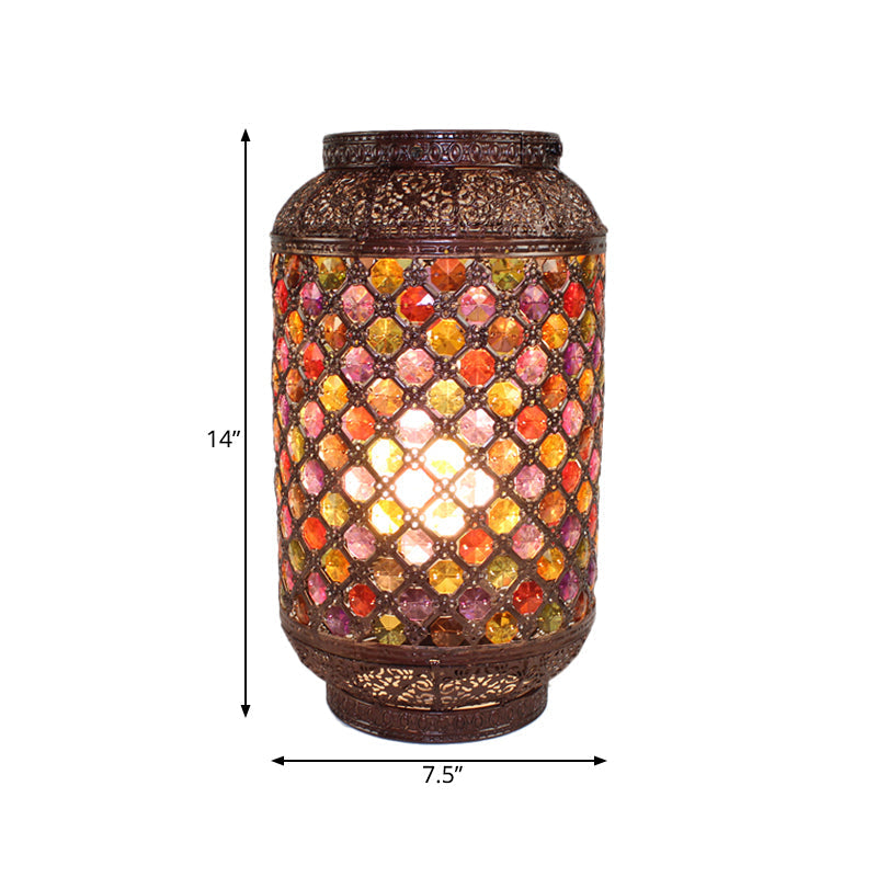 Copper Nightstand Lantern: Decorative 1-Light Table Lamp For Dining Room