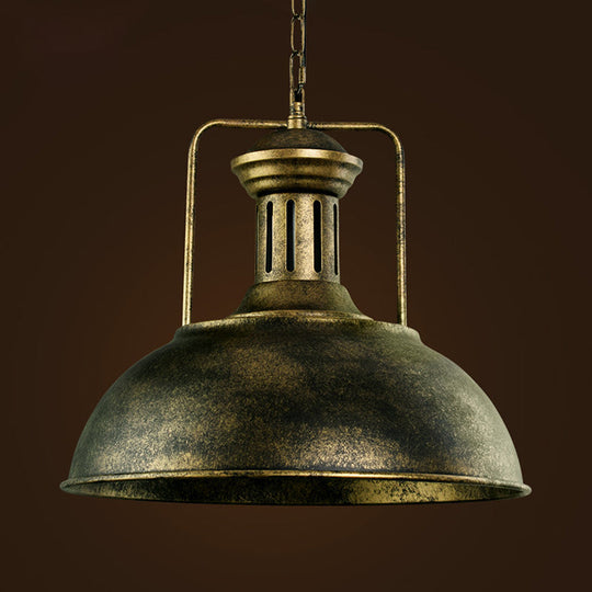 Industrial Stylish Domed Pendant Light in Aged Silver - 13"/16" Wide - Ideal for Dining Room