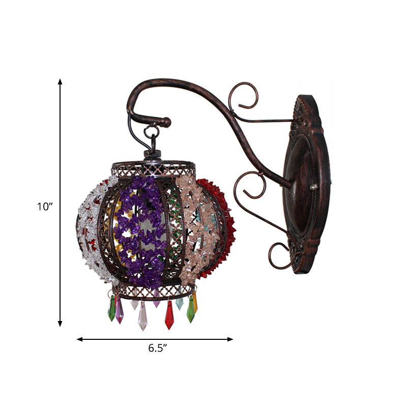 Rustic Metal Globe Wall Sconce Light - Traditional 1-Head Fixture For Living Room