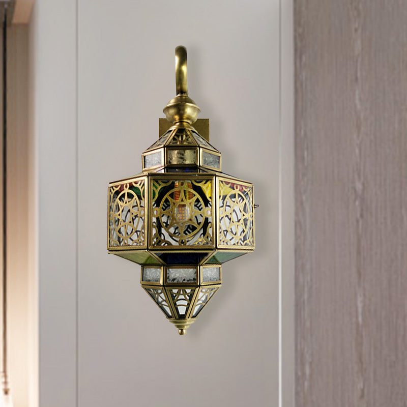 Hollow Out Brass Sconce Wall Lamp With 1-Bulb For Restaurants