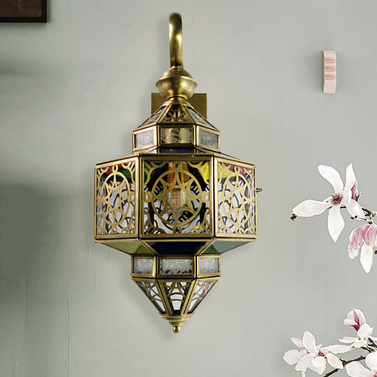 Hollow Out Brass Sconce Wall Lamp With 1-Bulb For Restaurants