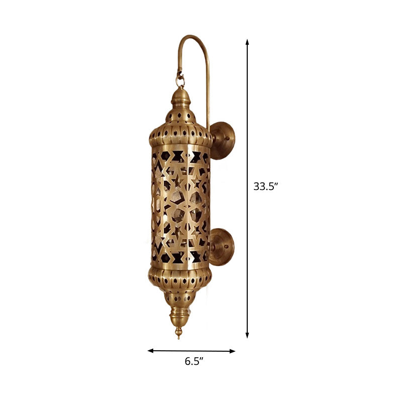 Hollow-Out Wall Sconce Lamp - Arab-Inspired Metallic Brass Design