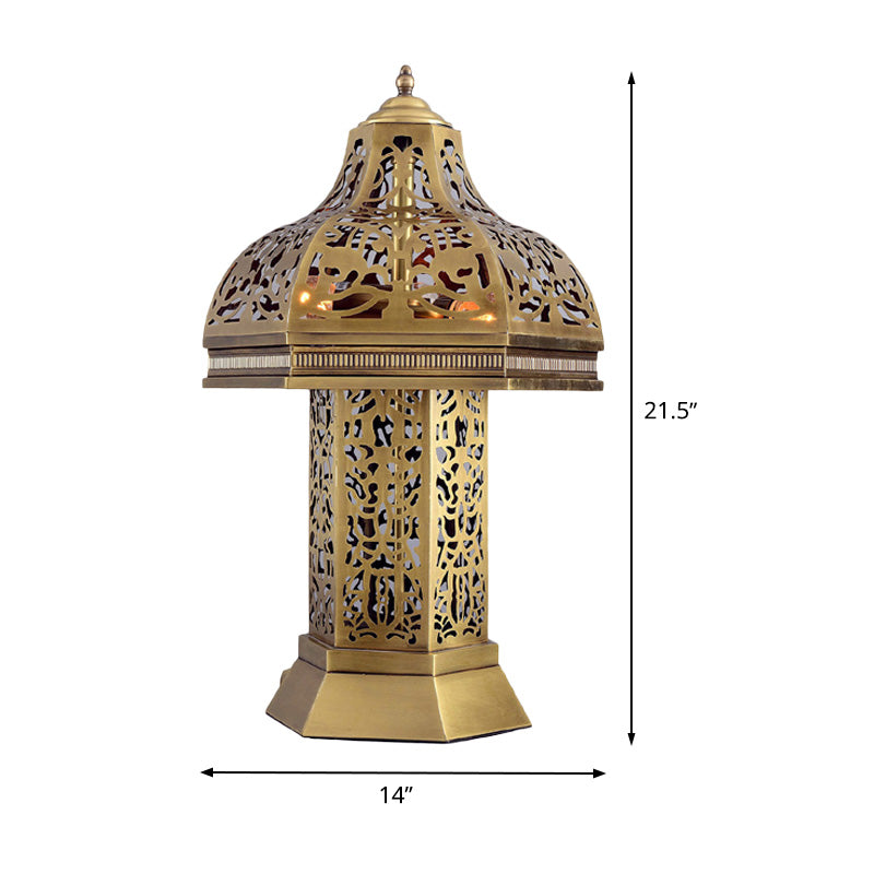 Art Deco Mushroom Task Light Night Table Lamp In Brass - 3 Bulbs Bedroom Décor