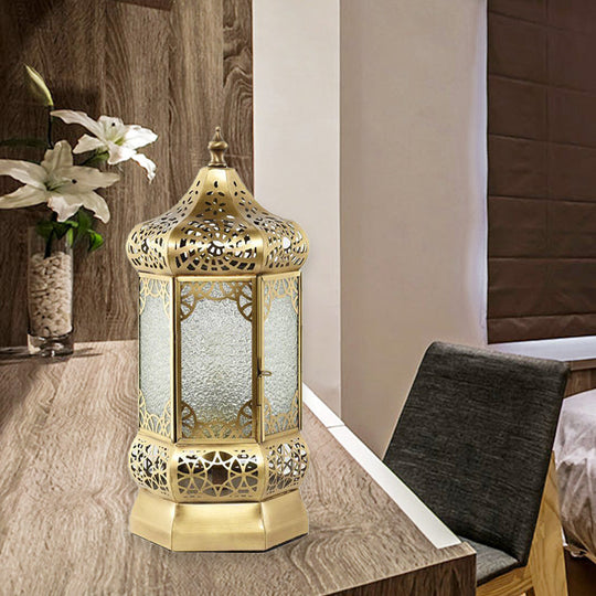 Brass Finish Task Light Lantern - Traditional Night Table Lamp