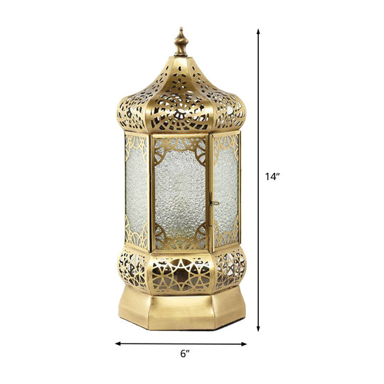 Brass Finish Task Light Lantern - Traditional Night Table Lamp