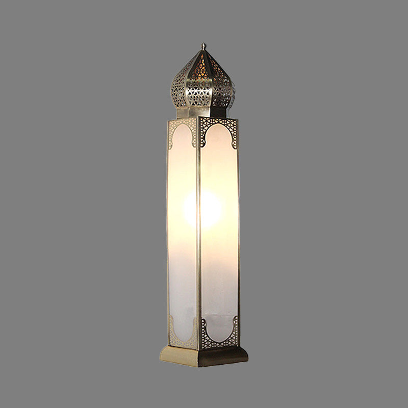 Antiqued Brass Table Lamp With White Glass Shade Perfect For Living Room Desk Or Nightstand