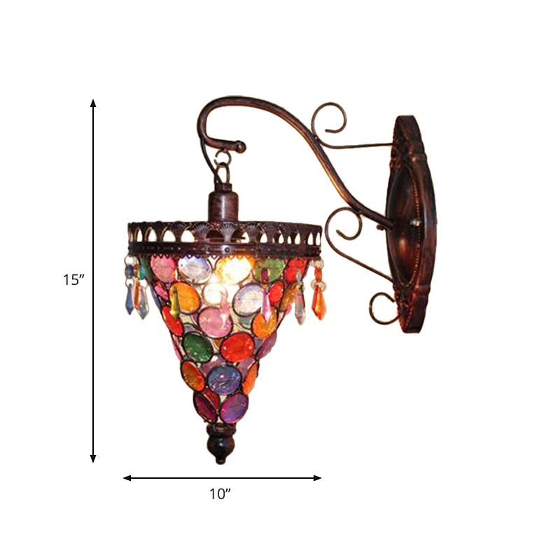 Art Deco Cone Metal Wall Lamp Sconce - Orange/Blue/Purple With Glass Accent Perfect For Living