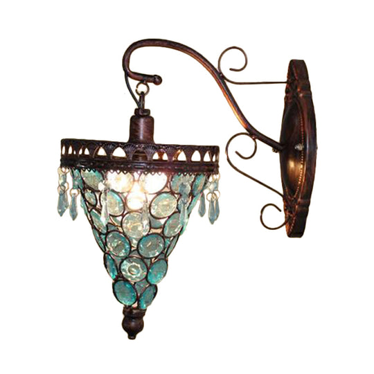 Art Deco Cone Metal Wall Lamp Sconce - Orange/Blue/Purple With Glass Accent Perfect For Living