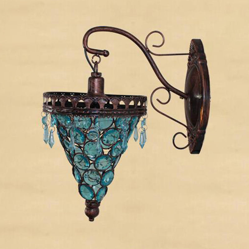 Art Deco Cone Metal Wall Lamp Sconce - Orange/Blue/Purple With Glass Accent Perfect For Living