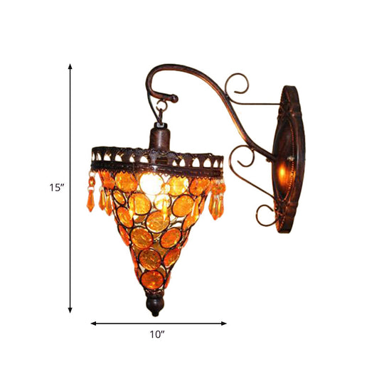 Art Deco Cone Metal Wall Lamp Sconce - Orange/Blue/Purple With Glass Accent Perfect For Living