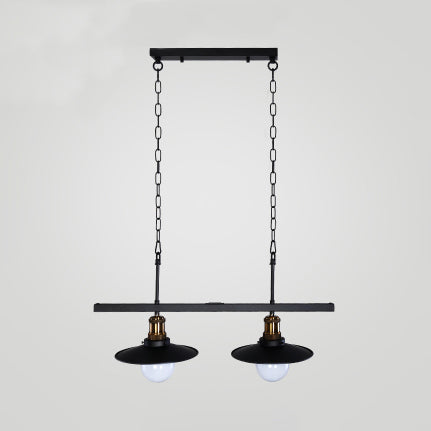 Industrial Flared Metal Ceiling Light With Adjustable Chain And 2/3 Lights - Black 2 /