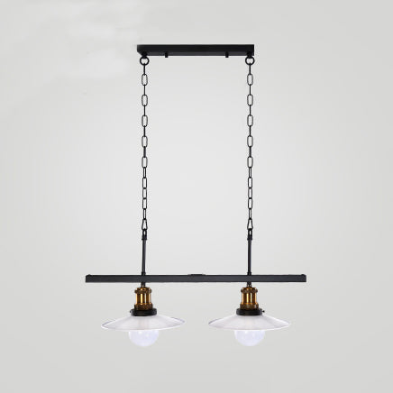 Industrial Metal Pendant Light Fixture For Kitchen Island With White Cone Shades And Chains (2 Or