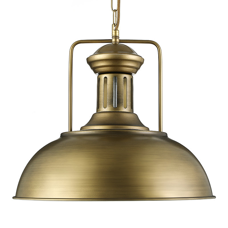 Rustic Metal Bowl Pendant Light - Black/Bronze/Brass, 1-Light, 13"/16" Dia - Restaurant Hanging Lamp