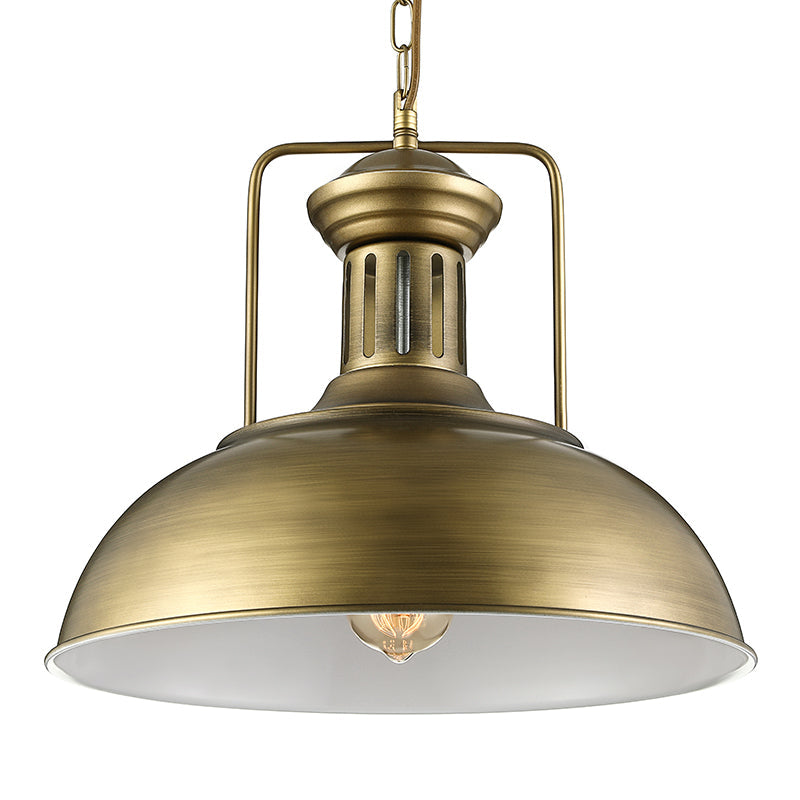 Rustic Metal Bowl Pendant Light - Black/Bronze/Brass, 1-Light, 13"/16" Dia - Restaurant Hanging Lamp