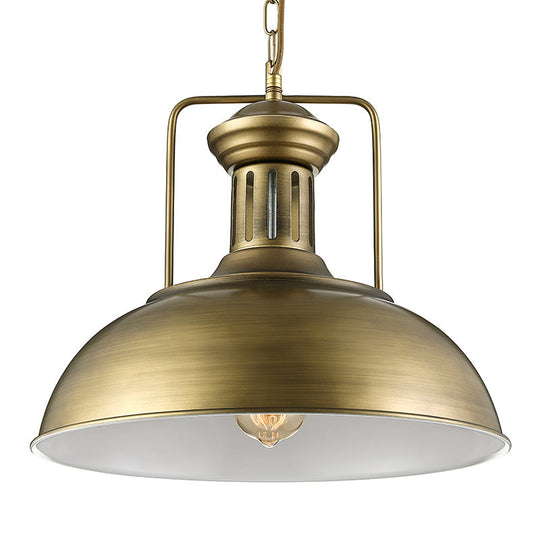 Rustic Metal Bowl Pendant Light - Black/Bronze/Brass, 1-Light, 13"/16" Dia - Restaurant Hanging Lamp