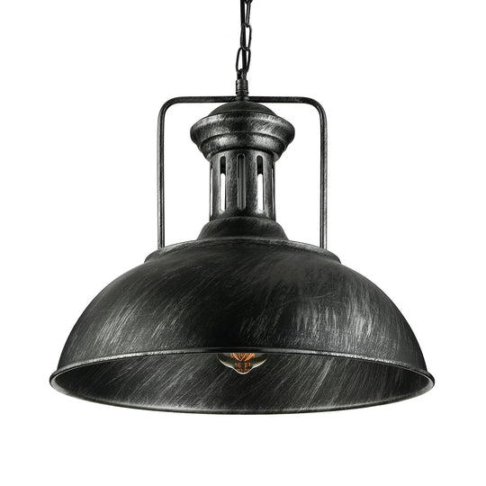 Rustic Metal Bowl Pendant Light - Black/Bronze/Brass, 1-Light, 13"/16" Dia - Restaurant Hanging Lamp