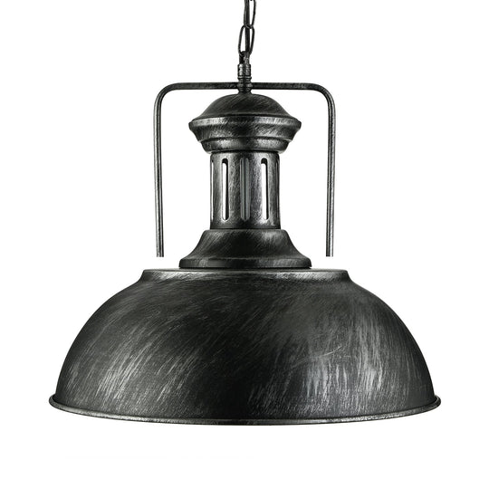 Rustic Metal Bowl Pendant Light - Black/Bronze/Brass, 1-Light, 13"/16" Dia - Restaurant Hanging Lamp