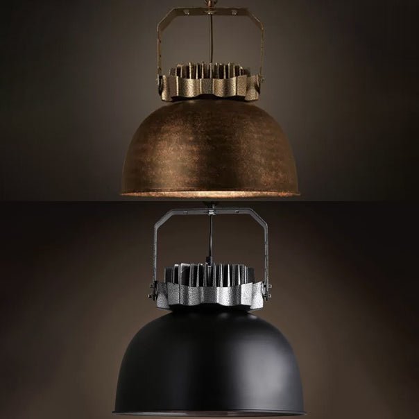 Dome Hanging Ceiling Light: Black/Rust Finish Vintage Stylish Metal Indoor Fixture (1 Head)