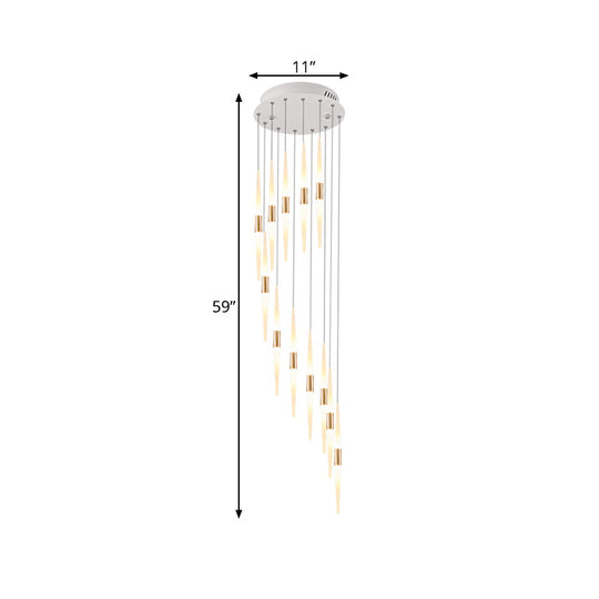 Modernist Acrylic Spiral Pendant White Led Lights Stair Lamp (8/12/18-Light)