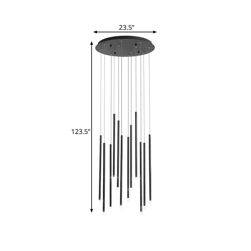 Skat - Slim Tube Pendant Light: Modernist Acrylic LED Multi Ceiling Lamp