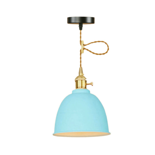 Industrial Style Domed Hanging Ceiling Light - 1 Pendant Lighting With Adjustable Cord