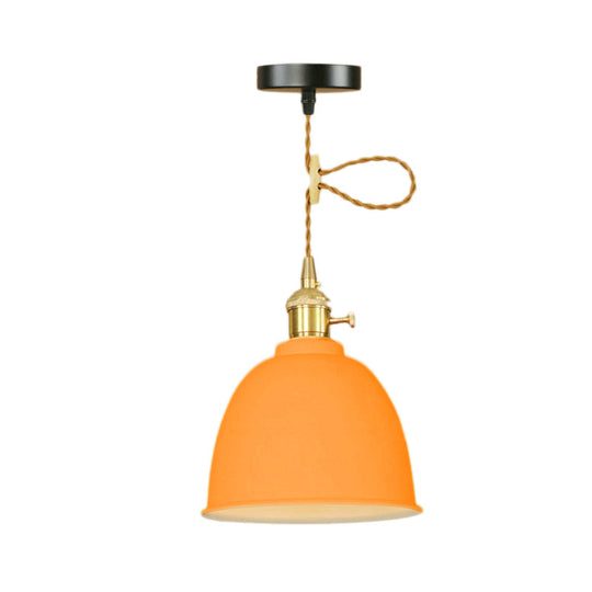 Industrial Style Domed Hanging Ceiling Light - 1 Pendant Lighting With Adjustable Cord